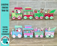 Load image into Gallery viewer, Christmas Standing Train File SVG, Santa, Rudolph, Gingerbread, Glowforge, LuckyHeartDesignsCo
