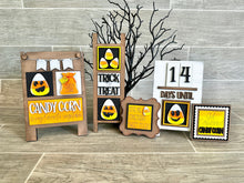 Load image into Gallery viewer, MINI Candy Corn Interchangeable Leaning Sign File SVG, Pumpkin, Halloween Tiered Tray Glowforge, LuckyHeartDesignsCo