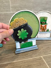 Load image into Gallery viewer, St. Patrick's Day Snow Globe Interchangeable File SVG, Glowforge, Leprechaun, Rainboow, Pot of Gold, Tiered Tray LuckyHeartDesignsCo