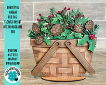 Load image into Gallery viewer, Christmas Greens For The Flower Basket Interchangeable File SVG, Holiday, Christmas Tiered Tray, Glowforge, LuckyHeartDesignsCo