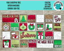 Load image into Gallery viewer, MINI Christmas Tree Interchangeable Leaning Sign File SVG, Ornament, Presents, Candy Cane, Tiered Tray Glowforge, LuckyHeartDesignsCo