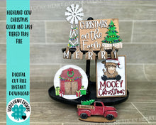 Load image into Gallery viewer, Highland Cow Christmas Quick and Easy Tiered Tray File SVG, Farm, Barn, Farmhouse Truck, Glowforge, LuckyHeartDesignsCo