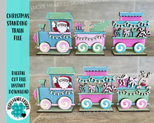 Load image into Gallery viewer, Christmas Standing Train File SVG, Santa, Rudolph, Gingerbread, Glowforge, LuckyHeartDesignsCo
