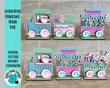 Load image into Gallery viewer, Christmas Standing Train File SVG, Santa, Rudolph, Gingerbread, Glowforge, LuckyHeartDesignsCo