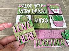 Load image into Gallery viewer, MINI Succulent Valentines Interchangeable Leaning Sign File SVG, Plants, Cactus, Love, Tiered Tray Glowforge, LuckyHeartDesignsCo