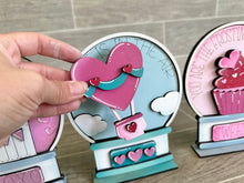 Load image into Gallery viewer, Valentines Snow Globe Interchangeable File SVG, Glowforge, Kissing Booth, Cupcake, Hot Air Balloon, Tiered Tray LuckyHeartDesignsCo