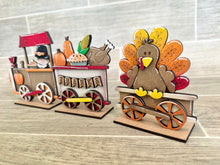 Load image into Gallery viewer, Thanksgiving Standing Train File, Glowforge, Pumpkin, Turkey, Pilgrim, Tiered Tray, LuckyHeartDesignsCo