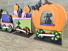 Load image into Gallery viewer, Halloween Standing Train File, Glowforge, Pumpkin, Skull, Frankenstein, Jack o Lantern, LuckyHeartDesignsCo
