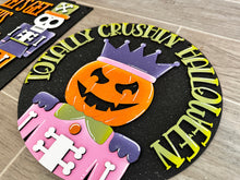 Load image into Gallery viewer, Halloween NUTCRACKER Door Hanger File SVG, Pumpkin, Trick or Treat Glowforge Sign, LuckyHeartDesigns