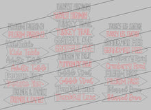 Load image into Gallery viewer, Thanksgiving Street Sign File SVG, Glowforge Pilgrim, Pumpkin, LuckyHeartDesignsCo