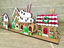 Load image into Gallery viewer, Gingerbread Standing Houses File SVG, Glowforge, Santa Village, Hot Cocoa, LuckyHeartDesignsCO