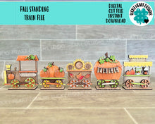 Load image into Gallery viewer, Fall Standing Train File, Glowforge, Pumpkin, Sunflower, Pumpkin Spice, Tiered Tray, LuckyHeartDesignsCo