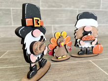 Load image into Gallery viewer, Thanksgiving Tiered Tray Gnome File SVG, Pilgrim, Turkey, Holiday Decor, Glowforge, LuckyHeartDesignsCo