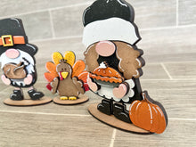 Load image into Gallery viewer, Thanksgiving Tiered Tray Gnome File SVG, Pilgrim, Turkey, Holiday Decor, Glowforge, LuckyHeartDesignsCo