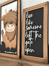 Load image into Gallery viewer, Highland Cow Farm Sign Trio File SVG, Glowforge Farmhouse, LuckyHeartDesignsCo