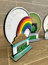 Load image into Gallery viewer, St. Patrick's Day Snow Globe Interchangeable File SVG, Glowforge, Leprechaun, Rainboow, Pot of Gold, Tiered Tray LuckyHeartDesignsCo
