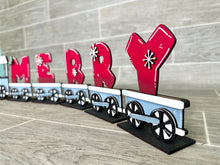 Load image into Gallery viewer, Alphabet Standing Train File SVG, Glowforge, Christmas, Nursery, Baby Name, Personalized, Interchangeable Tiered Tray, LuckyHeartDesignsCo