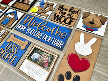Load image into Gallery viewer, Dog Love Interchangeable Leaning Sign File SVG, Puppy Tiered Tray Glowforge, LuckyHeartDesignsCo