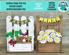 Load image into Gallery viewer, Display Sign for the Flower Basket Interchangeable File SVG, Flower, Floral, Tiered Tray, Glowforge, LuckyHeartDesignsCo