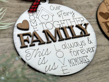 Load image into Gallery viewer, Family Word Art Christmas Ornament File SVG, Glowforge, Wedding Gift Tag, Keychain Tag , LuckyHeartDesignsCo