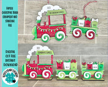 Load image into Gallery viewer, Family Christmas Train Ornament and Standing File SVG, Santa, Peersonalized, Santa, Glowforge, LuckyHeartDesignsCo
