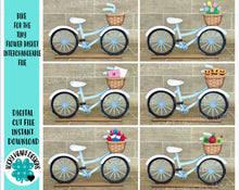 Load image into Gallery viewer, Bike For The TINY Flower Basket Interchangeable File SVG, Seasonal, Holiday, Christmas, Fall, Glowforge, LuckyHeartDesignsCo