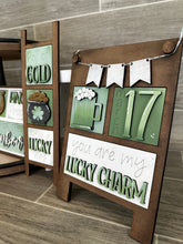 Load image into Gallery viewer, MINI St.Patrick's Day Interchangeable Leaning Sign File, Glowforge Leprechaun, LuckyHeartDesignsCo
