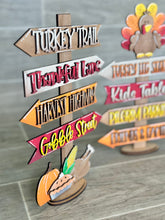 Load image into Gallery viewer, Thanksgiving Street Sign File SVG, Glowforge Pilgrim, Pumpkin, LuckyHeartDesignsCo