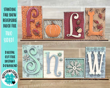 Load image into Gallery viewer, Standing Fall Snow Reversible File SVG, Tiered Tray, Pumpkin, Snowflake, Autumn, Glowforge, LuckyHeartDesignsCo