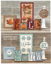 Load image into Gallery viewer, Winter Fall Reversible File SVG, Tiered Tray, Leaf, Snowflake, Snow, Autumn, Glowforge, LuckyHeartDesignsCo
