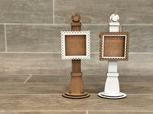 Load image into Gallery viewer, MINI Sign Holder Display Interchangeable Leaning Sign File SVG, Tiered Tray Glowforge, LuckyHeartDesignsCo