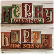 Load image into Gallery viewer, Thanksgiving Christmas Standing Reversible File SVG, Tiered Tray, Pumpkin, Autumn, Glowforge, LuckyHeartDesignsCo