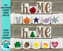 Load image into Gallery viewer, Home Interchangeable Standing Reversible File SVG, Tiered Tray, Easter, Pumpkin, Autumn, Glowforge, LuckyHeartDesignsCo