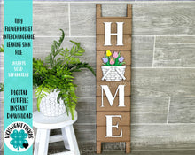 Load image into Gallery viewer, TINY Flower Basket Interchangeable Leaning Sign File SVG, Seasonal, Holiday, Floral, Summer, Glowforge, LuckyHeartDesignsCo