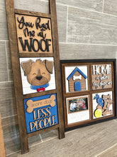 Load image into Gallery viewer, Dog Love Interchangeable Leaning Sign File SVG, Puppy Tiered Tray Glowforge, LuckyHeartDesignsCo