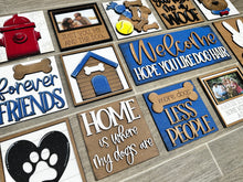 Load image into Gallery viewer, Dog Love Interchangeable Leaning Sign File SVG, Puppy Tiered Tray Glowforge, LuckyHeartDesignsCo