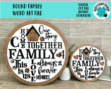 Load image into Gallery viewer, Round Family Word Art SVG FILE, Home, Wedding, House Warming, Collage, glowforge, LuckyHeartDesignsCo