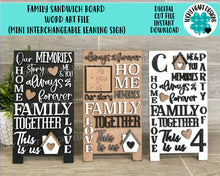 Load image into Gallery viewer, Family Word Art Sandwich Board SVG FILE, MINI interchangeable Leaning, Home, Wedding, House Warming, Collage, glowforge, LuckyHeartDesignsCo