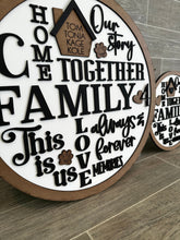 Load image into Gallery viewer, Round Family Word Art SVG FILE, Home, Wedding, House Warming, Collage, glowforge, LuckyHeartDesignsCo
