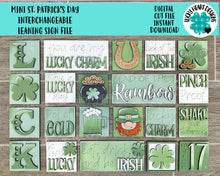 Load image into Gallery viewer, MINI St.Patrick's Day Interchangeable Leaning Sign File, Glowforge Leprechaun, LuckyHeartDesignsCo