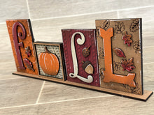 Load image into Gallery viewer, Standing Fall Snow Reversible File SVG, Tiered Tray, Pumpkin, Snowflake, Autumn, Glowforge, LuckyHeartDesignsCo