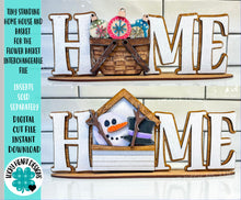 Load image into Gallery viewer, TINY Standing Home House and Basket For The Flower Basket Interchangeable File SVG, Floral, Tiered Tray, Glowforge, LuckyHeartDesignsCo