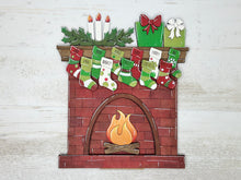 Load image into Gallery viewer, Standing Family Christmas StockingFireplace File SVG, Glowforge 'Twas The Night Before, LuckyHeartDesignsCo