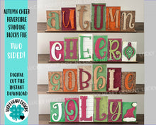 Load image into Gallery viewer, Autumn Cheer Reversible Reversible Block File SVG, Thanksgiving Christmas, Pumpkin, Autumn, Glowforge, LuckyHeartDesignsCo