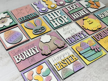 Load image into Gallery viewer, MINI Easter Interchangeable Leaning Sign File SVG, Bunny, Easter Egg, Lamb, Tiered Tray Glowforge, LuckyHeartDesignsCo