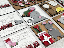 Load image into Gallery viewer, Christmas Mouse Interchangeable Leaning Sign File SVG, Stocking, Twas The Night Before, Glowforge, LuckyHeartDesignsCo