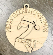 Load image into Gallery viewer, Flamingo Beach Christmas Ornament File SVG, Glowforge, Crab, Shells, Palm Tree, LuckyHeartDesignsCo