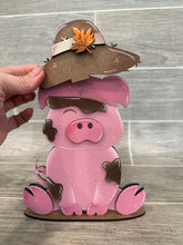 Load image into Gallery viewer, Pig Animal Hats Interchangeable MINI File SVG, Seasonal Leaning sign, Holiday, Farm Tiered Tray Glowforge, LuckyHeartDesignsCo
