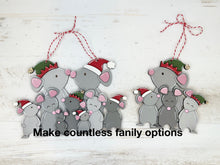 Load image into Gallery viewer, Mouse Family Christmas Ornament File SVG, File SVG, Glowforge, Grandparents, LuckyHeartDesignsCo