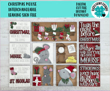 Load image into Gallery viewer, Christmas Mouse Interchangeable Leaning Sign File SVG, Stocking, Twas The Night Before, Glowforge, LuckyHeartDesignsCo